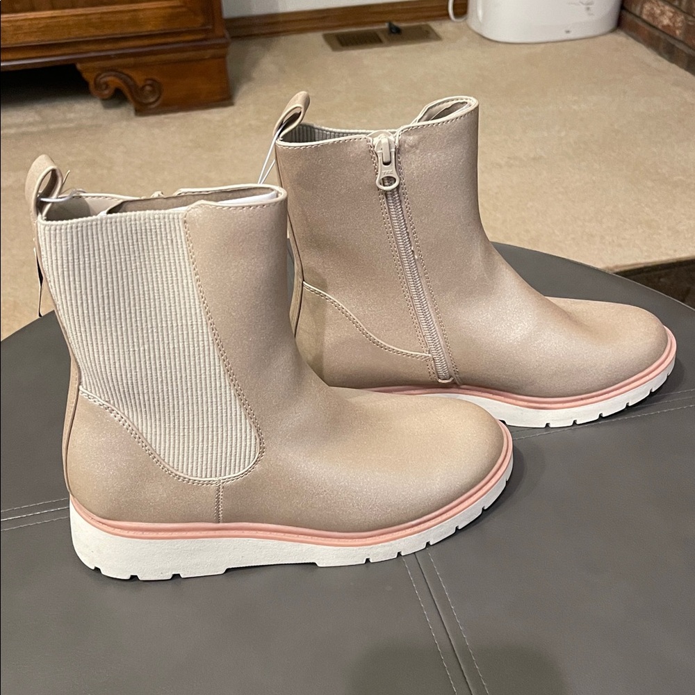 Shimmering Cream Gold Ankle Boots - Picture 3 of 7